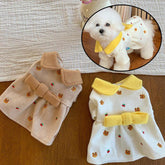Áo Đầm Cho Chó Mèo Vải Nỉ Gấu Đính Nơ - Paddy Pet Shop